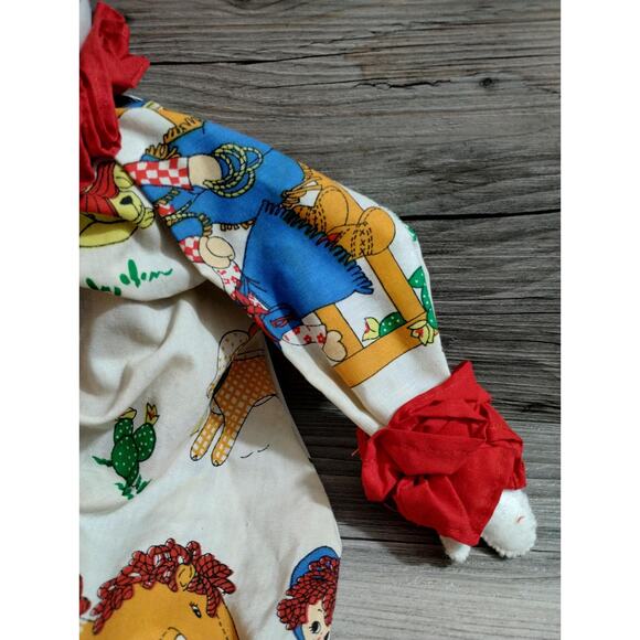 Vtg Clown Big Creepy Shelf Sitter Happy Raggedy & Andy Print Costume Handmade - Picture 3 of 10